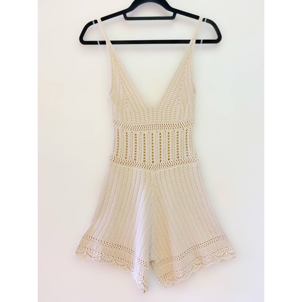 Fashion Nova Cream Crochet Jumpsuit